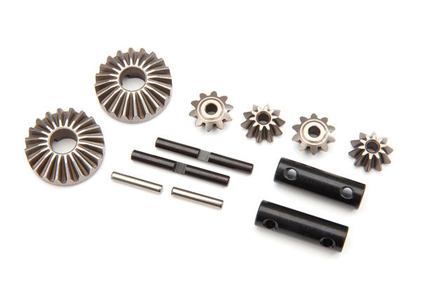 Traxxas® 8982 Gear set, differential (output gears (2)/ spider gears (4)/ spider gear shaft (2)/ output shaft (2)/ 2.5X13.8 pin (2))