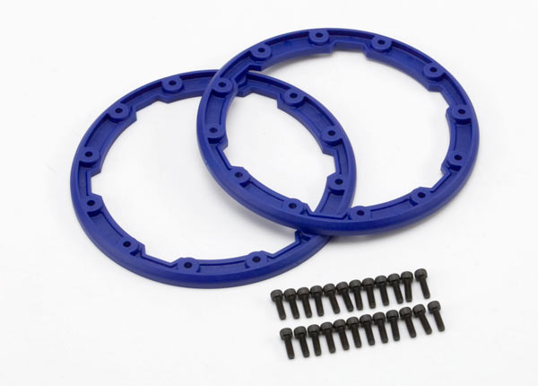 Traxxas@ 5666 Sidewall protector, beadlock-style (blue) (2)/ 2.5x8mm CS (24)