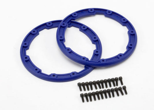 Traxxas@ 5666 Sidewall protector, beadlock-style (blue) (2)/ 2.5x8mm CS (24)