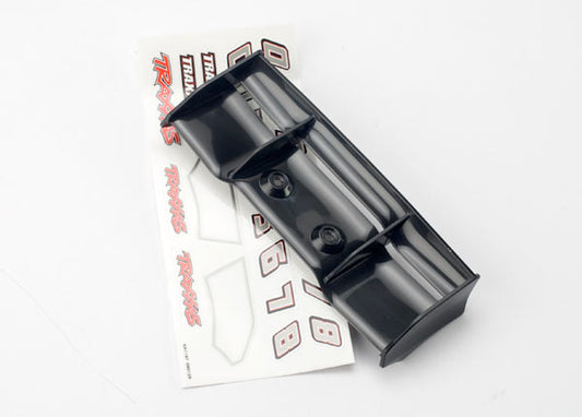 Traxxas® 7122 Wing, 1/16 E-Revo (black)/ decal sheet