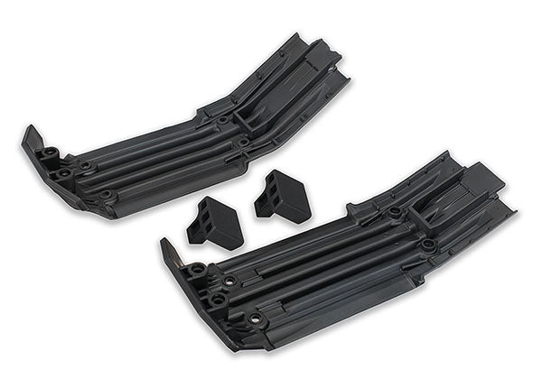 Traxxas® 7744 Skidplate, front (1), rear (1)/ rubber impact cushion (2)