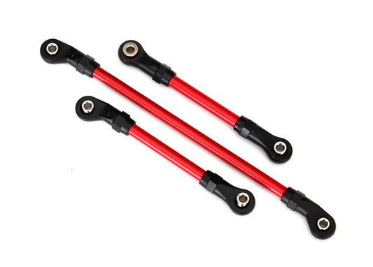 Traxxas® 8146R  Steering link, 5x117mm (1)/ drag link, 5x60mm (1)/ panhard link, 5x63mm (red powder coated steel) (assembled with hollow balls) (for use with #8140R TRX-4® Long Arm Lift Kit)