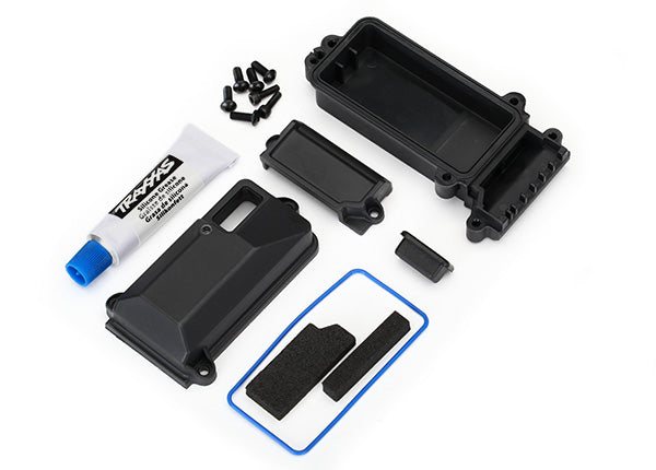 Traxxas® 8224 Box, receiver (sealed)/ wire cover/ foam pads/ silicone grease/ 3x8 BCS (5)/ 2.5x8 CS (2)