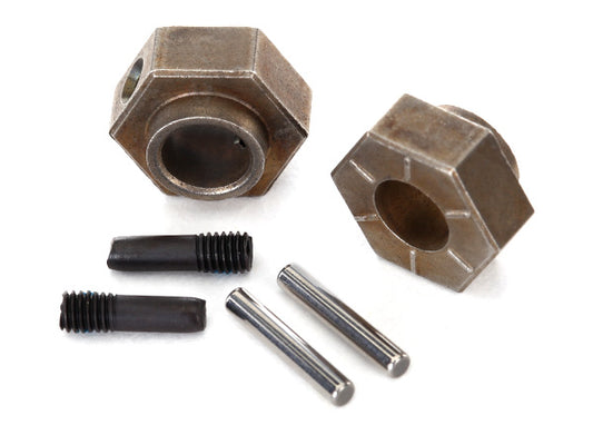 Traxxas® 8269 Wheel hubs, 12mm hex (2)/ stub axle pins (2) (steel)