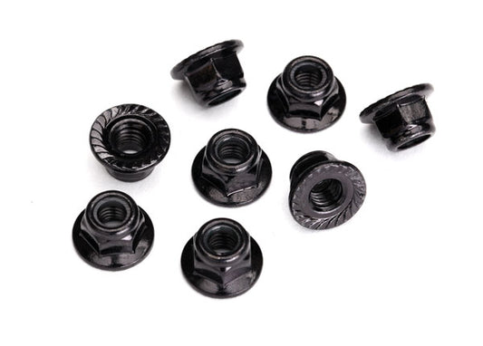 Traxxas® 8447 Nuts, 5mm flanged nylon locking (steel, black serrated) (8)
