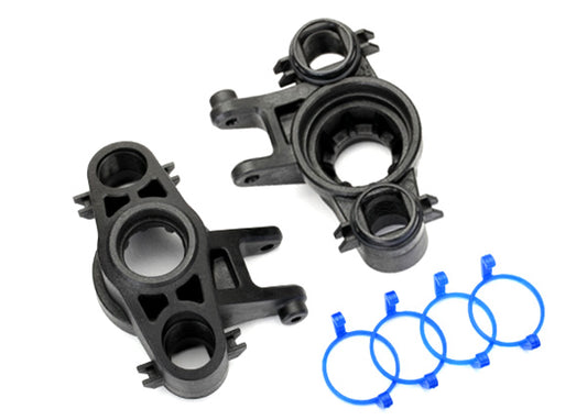 Traxxas® 8635 Axle carriers, left & right (1 each) (use with 8x16mm & 17x26mm ball bearings)/ dust boot retainers (4)